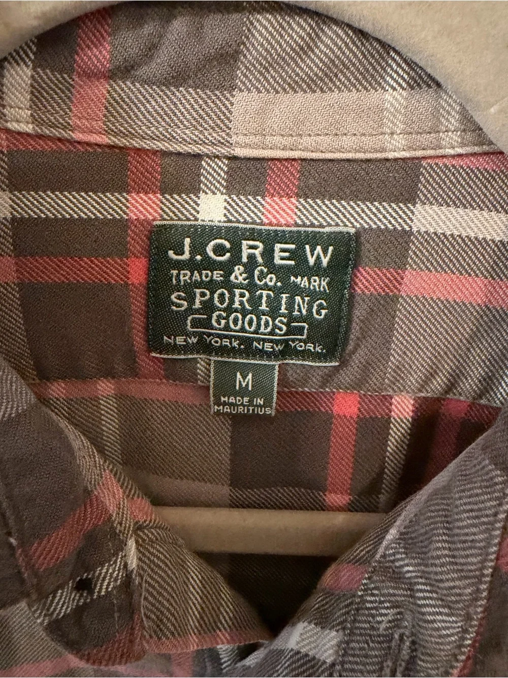 J. Crew Men's Gray & Pink Plaid Button-Down Shirt, size M